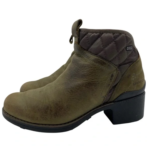 Merrell Womens Shoes Chateau II Mid Boots Sz 7 Green Leather Ankle Waterproof - Picture 12 of 12